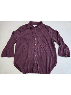 J Jill Womens Modal Rayon Purple Button-Front Shirt Top Small